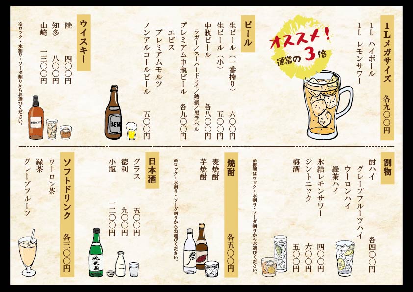 ドリンクメニュー